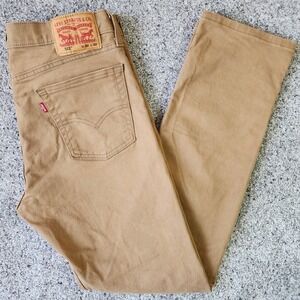 Levi's 513 Slim Straight Pants Mens 33x32 Tan Khaki Twill Excellent
